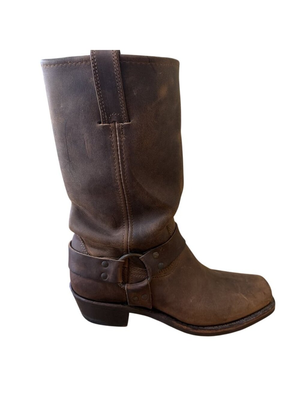 Frye Harness Boots 321105 700 Brown USA Square Toe Biker Women's 9.5m Excellent